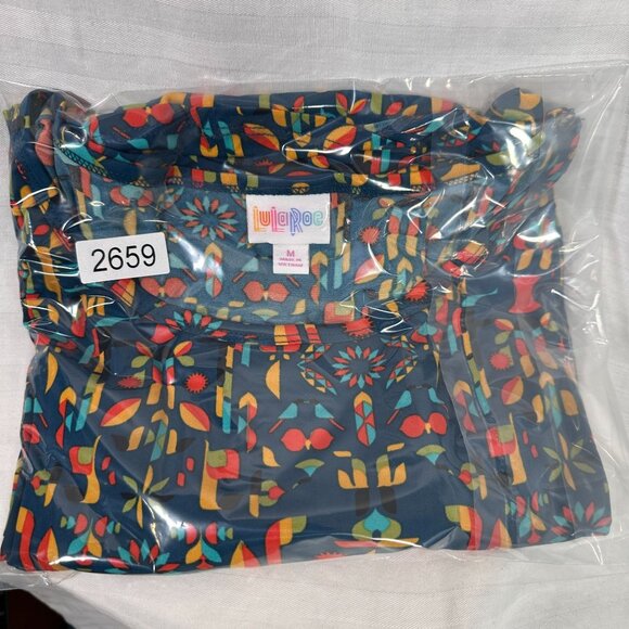 LuLaRoe IRMA Blue Red Yellow Orange Patterned Hi-Low Tunic Top Shirt MEDIUM M - Picture 5 of 5